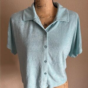 NWT Andie Light Blue Button-Front Swim Coverup Top